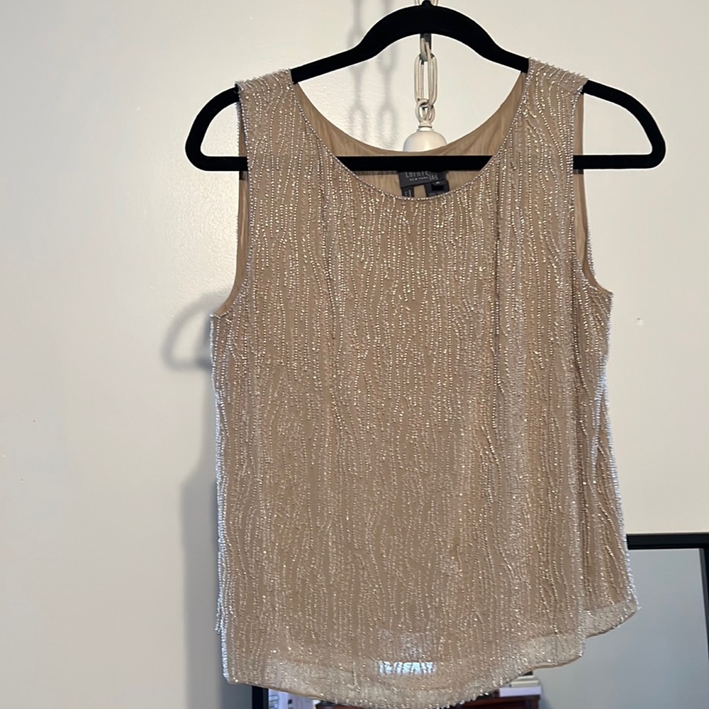 Silk beaded taupe tank